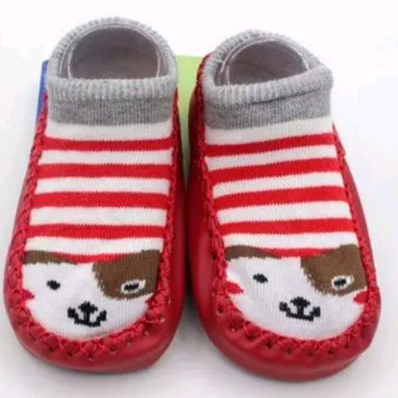 Baby Shoes Socks Animal Infant Sock Shoe Red New - Picture 1 of 16